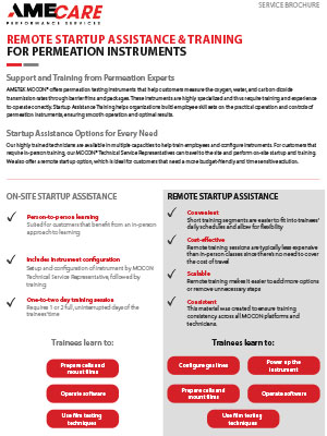 AMECare Assistenza all'avvio remoto e formazione per strumenti di permeazione