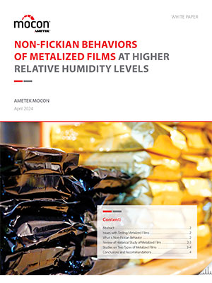 Non-Fickian Behaviors of Metalized Films at Higher Relative Humidity Levels